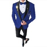 Voguable New Solid Suits for Men Slim Fit Groom Wedding Suits Tuxedo Best Man Blazer Vest Pants 3 Pieces Fashion Marriage voguable