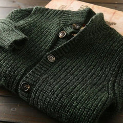 American High-end Knit Cardigan Men's Stand Collar Sweater Cardigan Korean 2025 New Spring Autumn New Sweater Button Jacket Chic voguable