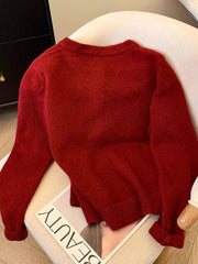 Cute Bow Women Cardigan Long Sleeve Lazy Wind Sweet Knitted Sweater Casual Loose Preppy Style Vintage Lady O Neck Fall Tops voguable