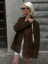 Fashion Brown Lapel With Pocket Jacket Woman Casual Single Breasted Long Sleeve Coat 2024 Lady Autumn Warm High Street Outwear voguable