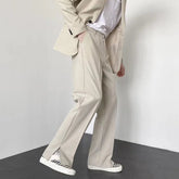 Grey Khaki Black Suit Pants Men Fashion Society Mens Dress Pants Korean Loose Straight Wide Leg Pants Mens Formal Trousers voguable