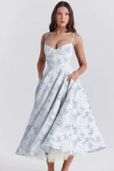 Summer Flare Midi Dress Elegant 2025 New Arrivals Spaghetti Strap Bustier Dress Women Dresses Sweet Pink Women Tops CHP1 voguable