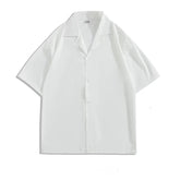 Button Up Solid Coloar Men's Shirt Summer Oversized Plain Basic Shirt for Man 2 Colors voguable