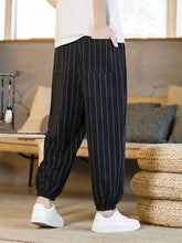 Voguable Summer Stripe Casual Jogger Pants Men Ice silk Baggy Trousers Male Walking Wide leg Loose Sweatpants Streetwear voguable