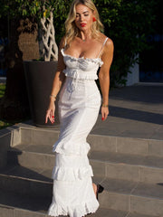 Mingmingxi Summer Elegant White Women Ready To Wear Dresses Maxi Luxury Lace Bodycon Wedding Event Party Dress Formal Occsaion voguable