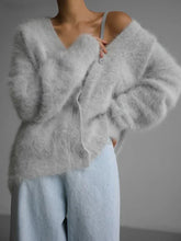 TARUXY Knitted Cardigan Women V Neck Loose Long Sleeve Casual Sweater Female 2024 Autumn Winter New Fashion Cardigans Ladies voguable