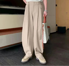 Summer Spring Men Casual Pants Solid Color Belt Wide Leg Pant Long Trousers Men's Clothing Streetwear Oversize S-5XL voguable