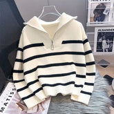 Sweater pullover women Spring and Autumn underwear 2023 New zipper stripe underlay short style popular premium sweater female voguable