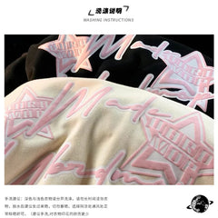 Letter Print Sweatshirts Gothic Streetwear Vintage Loose Patchwork Tops Coats Zip Up Hoodies Women Harajuku Hip Hop Top voguable