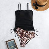 Voguable Strappy Tankini Set 2 Pieces Swimwear Female Leopard Drawstring Swimsuit Women Bathers Bathing Swimming Swim Suit Beachwear voguable