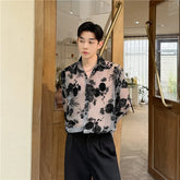 Voguable Fashion Printed Translucent Design Long Sleeved Shirts Personalized Trendy Handsome Street High Quality Men's Tops voguable