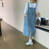 Spring Summer Denim Overall Dress Women Sleeveless Jeans Dresses Fashion Female Solid Slip Casual Loose Spaghetti Strap Dresses voguable