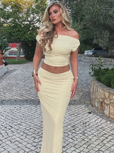 Mozision Sexy Skirt Two Pieces Sets For Women Sleeveless Slim Fit Off-shoulder Crop Top And Long Skirt Sexy Two Pieces Sets voguable