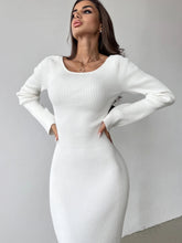 Front And Back Two-Wear Long-sleeved Rib Knitted Dress Autumn Simple Fashion Hollow V-neck Long Dresses For Women Vestidos voguable