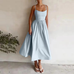 Dresses Spring Summer Cute Fashion Folds Sleeveless Off Shoulder Below Knee Party Shift Milkmaid Dresses For Women voguable
