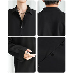 Shirt Men Solid Long sleeved Shirt For Men Korean Fashion Shirts Comfortable Blouses Casual Loose Classic Single Breasted Shirt voguable