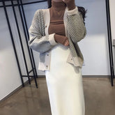 Women's Sweater Button Down V-Neck Striped Cardigan Knitted Tops Single Breasted Autumn Winter Casual Chic Knitwear Outfit voguable