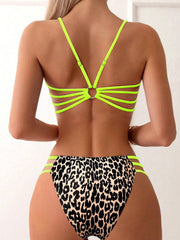 Voguable Strappy Bikini Set Sexy Swimsuit Women Leopard Padded Swimwear Female Bathers Bathing Swimming Swim Suit Beachwear voguable