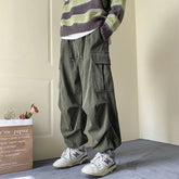 Voguable Corduroy Cargo Pants for Men Streetwear Black Cargo Trousers Male Joggers Hip Hop Green Black Japanese Pocket Korean voguable