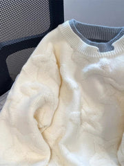 Vintage Stars Sweaters Women Lazy Wind Preppy Style Knitted Pullover Japan Retro Loose Long Sleeve Patchwork Harajuku Tops New voguable