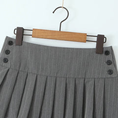 Mini skirt y2k clothes kawaii korean fashion striped skirts for women grey mini skirts woman pleated micro skirts with buttons Pbong