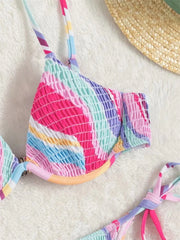 Voguable Sexy Brozing Bikinis Sets Women Luxury Striped Underwire Red Tie Dye Micro Swimsuit 2024 Bathing Suit Tie Side Thong Swimwear voguable