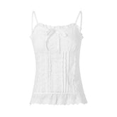 Women Lace White Corset Tank Tops Spaghetti Strap Sleeveless Camisole Tops Y2K Aesthetic Casual Summer Vest Shirts Female voguable