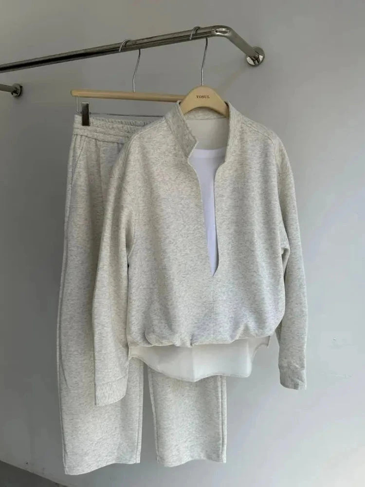 Korean Casual Sports High-end Suit Autumn Sweatshirt Fake Two-piece Spring Fashion Trend Casual Loose Suit Aesthetic Academy voguable