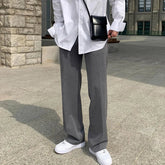 Black Gray Suit Pants Men Fashionable Social Mens Dress Pants Korean Loose Casual Straight Trousers Mens Office Formal Pants voguable