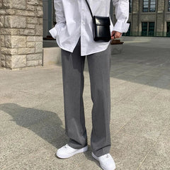 Black Gray Suit Pants Men Fashionable Social Mens Dress Pants Korean Loose Casual Straight Trousers Mens Office Formal Pants voguable