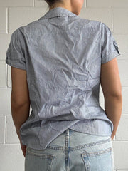 Women s Striped Short Sleeve Shirt with Turn Down Collar and Button Down Detail - Stylish Summer Blouse for Casual Streetwear voguable