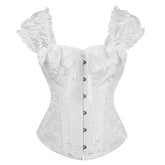 Voguable Gothic Lolita Puff Ruffle Sleeve Overbust Corset Jacquard Corselet Sexy Waist Bustier Top voguable
