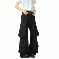 Men Loose Fit Cargo Pants Workwear Trousers Multi Pocket Outdoor Casual Joggers Streetwear Hip Hop Drop Crotch Trousers for Men voguable