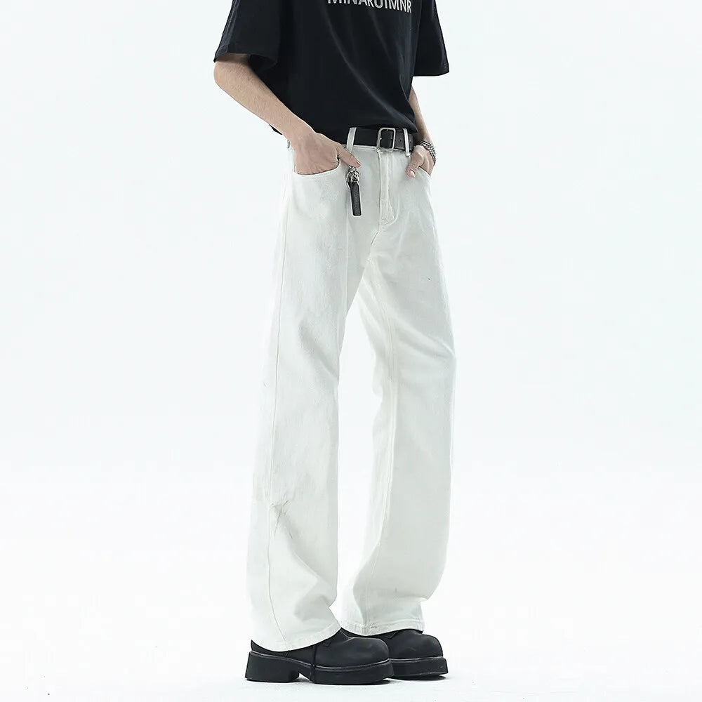 Mens Classic Straight Leg Solid Jeans Trending Best Selling Comfort Fit Casual Vintage Denim Trousers Fashion Wholesale white voguable