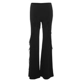 Voguable Retro-style Ruffled Stitching High-waist Bootcut Trousers Women with Design Sense of Slimming Slimming Trousers voguable