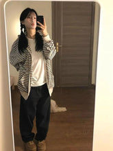 Vintage Striped Oversized Hoodies Women Harajuku Kpop Zip Up Sweatshirts Korean Casual All-match Cardigan Grunge Gothic voguable