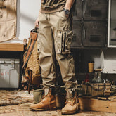 Voguable Spring Men's Cargo Pants New Multi-Pocket Tactical Casual Pants Straight Leg Fashion Tactical Trousers Elastic Waist Cargo Pants voguable