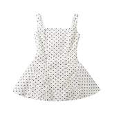 Hotsweet Women Vintage Polka Dot Slim Sling Dress Sexy Sleeveless Low Waist A-line Summer Mini Dresses Lace Up Robe