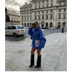 Women Solid Knit Turtlrneck Sweater Casual Oversize Lantern Long Sleeve Thick Warm Pullover New Autumn Winter Loose Top Knitwear voguable