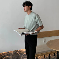 Summer Cotton Short-sleeved T-shirt Men Fashion 3-color Casual T-shirt Men Korean Version Loose O-neck T Shirt Mens Top M-2XL voguable