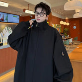 Spring New jacket man baggy Bomber jacket Windbreaker Men's Zipper Casual Jacket Solid loose coat Fashion trend Stand collar