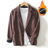 Voguable Autumn Winter New Casual Plush and Thickened Warm Suit Jacket for Men Ramie Loose Vintage Blazers for Men voguable