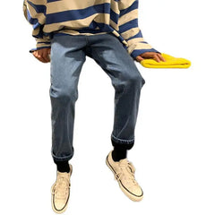 KPOP Fashion Style Harajuku Slim Fit Trousers Thickening All Match Casual Pants Pockets Straight Cylinder Korean Style Jeans voguable