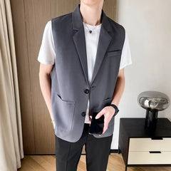 Voguable Suit Vest Men Slim Fit Fashion Social Men Dress Vest Korean Business Casual Solid Color Vest Men Office Formal Vest S-3XL voguable