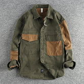 Autumn Men's Vintage Color Block Workwear Jacket Casual Loose Shirt voguable