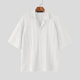 Summer Men Shirt Striped Lapel Short Sleeve Men Clothing Streetwear 2025 Korean Style Loose Fashion Casual Male Shirts INCERUN voguable