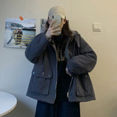 Women Oversized Parkas Hooded Thick Coat Ladies Soft Kawaii Jacket Double Sided Outerwear Autumn Winter Warm Long Sleeve Bomber voguable