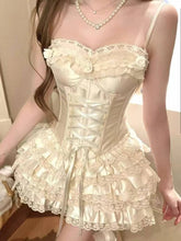 Sweet Harajuku Lolita Princess Skirt Suits Japanese Design Sense Women Bow Tank Tops Mini Cake Skirts Lace Hot Chick 2 Piece Set voguable