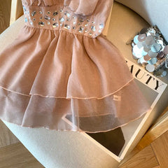 Voguable Sweet Hanging Neck Diamond Tops For Women Sexy Sleeveless Camisole Shirt Fashion Ruffles Pullovers Blouse voguable