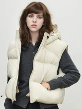 Vintage Y2K Puffy Vest Women Loose Sleeveless Warm Winter Cotton Vest Streetwear Casual Retro American Solid Hooded Vest voguable